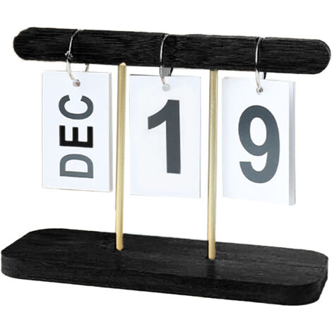 Ewiger Kalender mit Holzseiten, ideal für einen Stehtisch oder für Zuhause (schwarz).