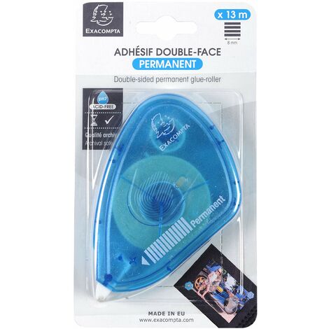 Exacompta 12996E, 1 Colla Roller Biadesivo Permanente 13 Metri, Adesivo Pretagliato Per Incollare Forme Arrotondate, Piccole Superfici, Foto, Cartoline, Creazioni Scrapbooking, Album Diario
