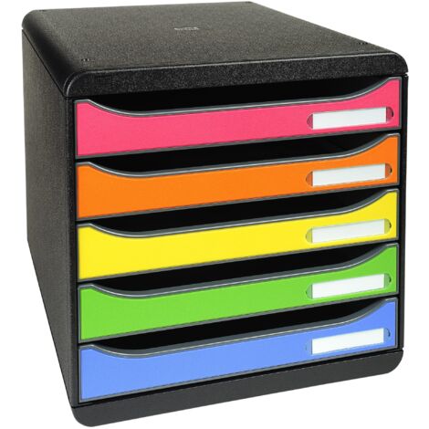 Exacompta 309798D Cassettiera BIG-BOX PLUS IDERAMA, 5 cassetti aperti per formato fino a 24x32cm, Dimensioni (LxAxP) 27.8x27.1x34.7cm
