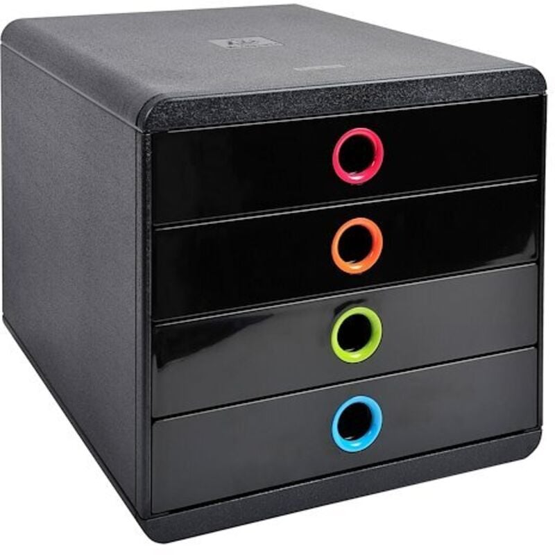 Exacompta - Module de classement Pop Box 4 tiroirs - noir/ assortis