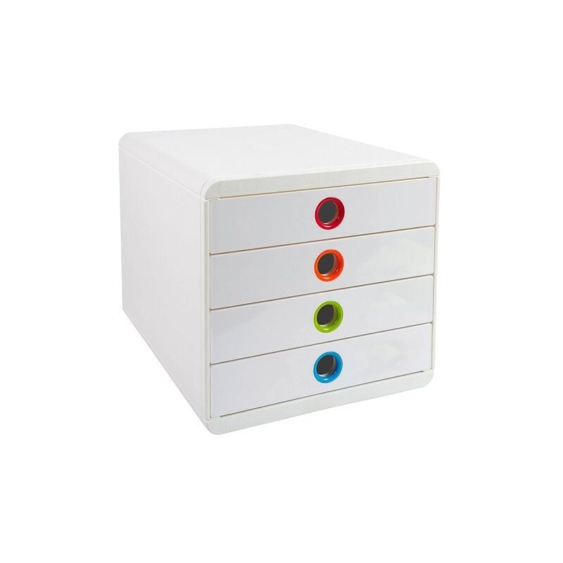 Module de classement Exacompta Pop Box 4 tiroirs - blanc/ assortis