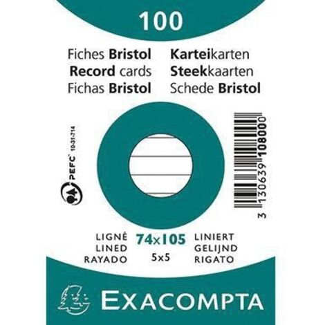 Exacompta Karteikarte 10800SE DIN A7 liniert weiß 100 St./Pack.