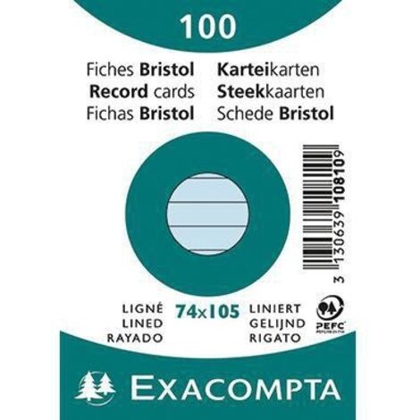 Exacompta Karteikarte 10810SE DIN A7 liniert blau 100 St./Pack.