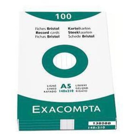 Exacompta Karteikarte 3308B DIN A8 blanko Karton weiß 100 St./Pack.