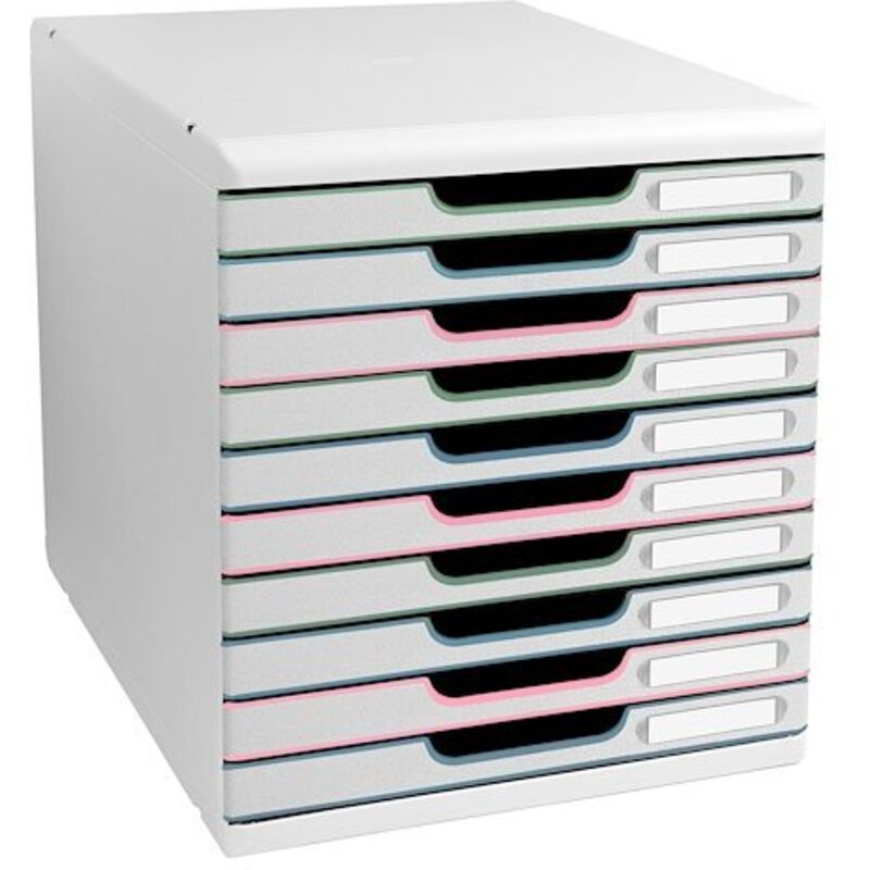 Module de classement Exacompta Modulo 10 tiroirs couleur - blanc/assortis clair