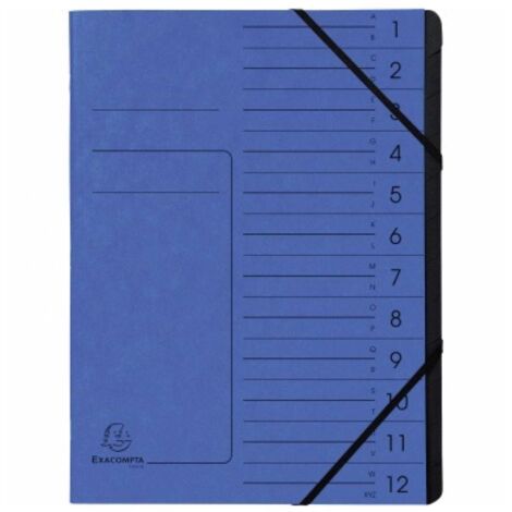 EXACOMPTA Ordnungsmappe Exacompta DIN A4 170g/m² Colorspankarton Farbe: blau Farbe des Fächerblocks:schwarz 12 Fächer