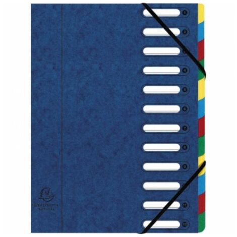 EXACOMPTA Ordnungsmappe Exacompta Harmonika® DIN A4 225g/m² Colorspankarton Farbe: blau Farbe desFächerblocks: mehrfarbig 12 Fächer
