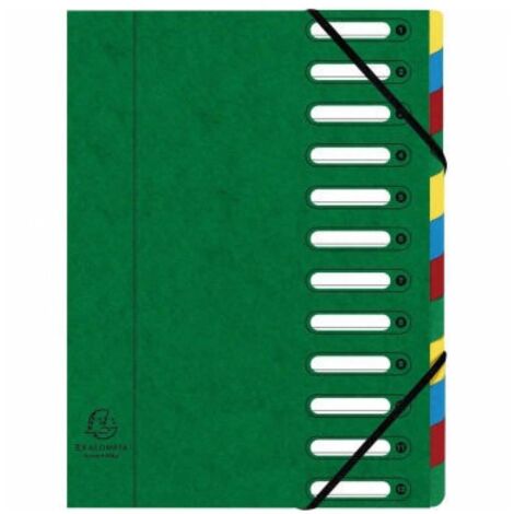 EXACOMPTA Ordnungsmappe Exacompta Harmonika® DIN A4 225g/m² Colorspankarton Farbe: grün Farbe desFächerblocks: mehrfarbig 12 Fächer