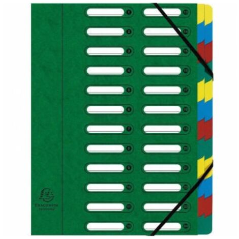 EXACOMPTA Ordnungsmappe Exacompta Harmonika® DIN A4 225g/m² Colorspankarton Farbe: grün Farbe desFächerblocks: mehrfarbig 24 Fächer