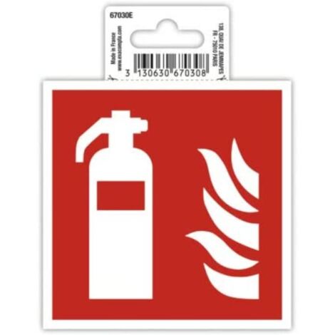 Exacompta - Ref. 67030E - 1 pannello autoadesivo EXTINGUISHER - In PVC antiscivolo e resistente ai raggi UV - Dimensioni pannello : 10 x 10 cm - Colore rosso