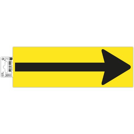 Exacompta - Ref. 67115E - 1 striscia adesiva Simbolo per la marcatura a terra a forma di "freccia" nera su sfondo giallo - In PVC antiscivolo, resistente ai raggi UV - Dimensioni pannello: 30 x 10 cm