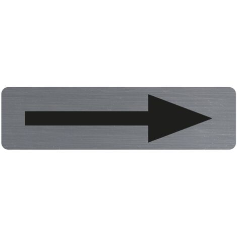 Exacompta - Ref. 67165E - 1 cartello adesivo per porta Freccia nera - Cartello murale stampato per segnaletica - Su tutti i supporti - Aspetto alluminio spazzolato - Dimensioni : 16,5 x 4,4 cm