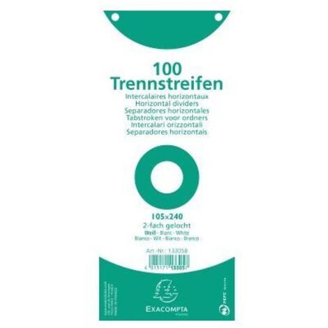 EXACOMPTA Trennstreifen Exacompta 24 x 10,5 cm (B x H) 180g/m² Karton weiß 100 St./Pack.