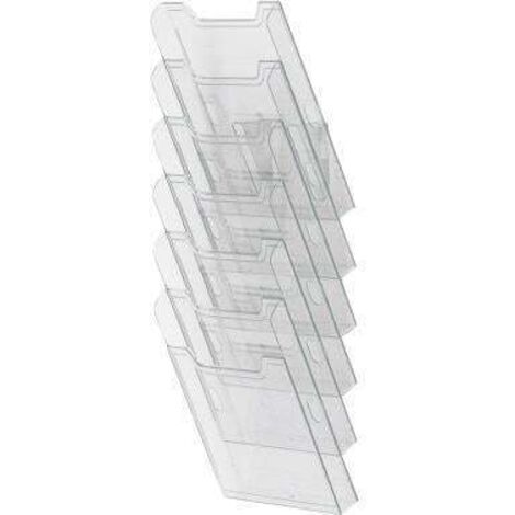 Exacompta Wandprospekthalter 64758D A4 hoch 6Fächer transparent