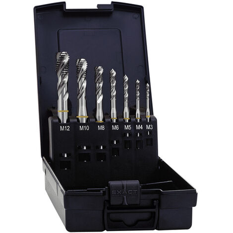 Exact 05112 Maschinengewindebohrer-Set 7teilig metrisch M1, M4, M5, M6, M8, M10, M12 Rechtsschnei