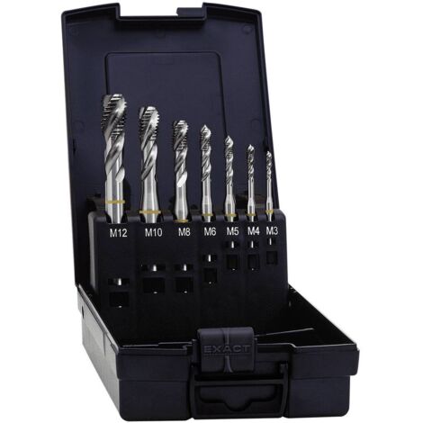 Exact 05112 Set de tarauds pour machine 7 pièces métrique M1, M4, M5, M6, M8, M10, M12 coupe à droite DIN 371 HSS forme