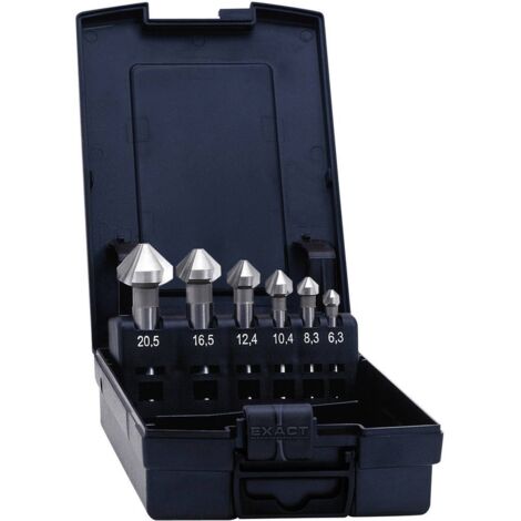 Exact 1605527 Kit svasatori conici 6.3 mm, 8.3 mm, 10.4 mm, 12.4 mm, 16.5 mm, 20.5 mm HSS TiAIN Alberino cilindrico 1 K