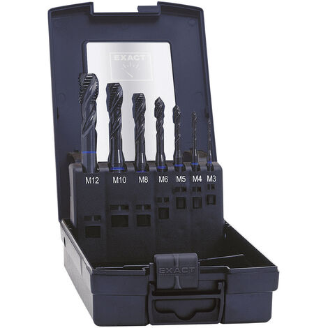 Exact 43654 Maschinengewindebohrer 7teilig  metrisch M3, M4, M5, M6, M8, M10, M12  Rechtsschneidend