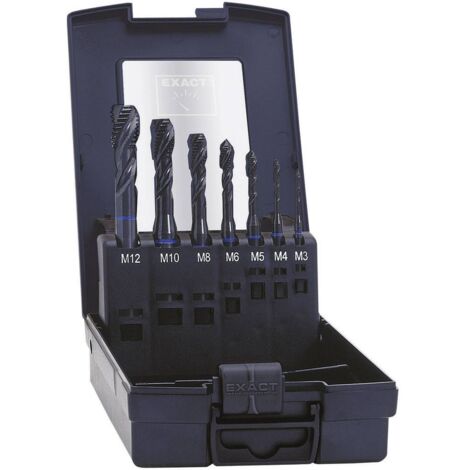 Exact 43654 Maschio a macchina 7 parti metrica M3, M4, M5, M6, M8, M10, M12 Taglio destrorso DIN 371 HSS-E Forma C 1 KI