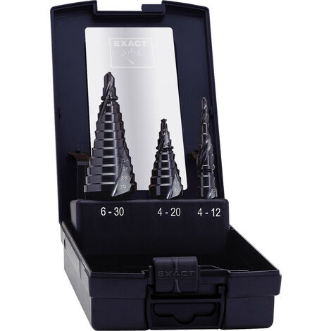 Exact 50071  HSS Stufenbohrer-Set 3teilig   TiAIN  3-Flächenschaft 1 Set