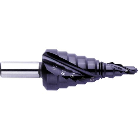 Exact 796 / 07022 HSS Punta a gradini 4 - 20 mm TiAIN Lunghezza totale 67 mm Alberino a 3 facce 1 pz.