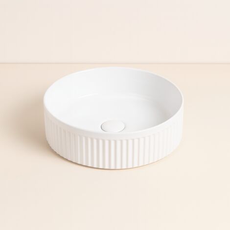 Exagonshop Lavabo 37 cm tondo Roma cannettato da appoggio bianco