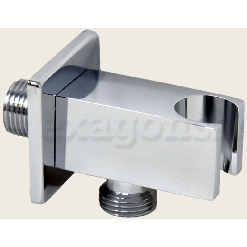 Exagonshop Supporto Con Presa Acqua Quadra Ottone Cromato