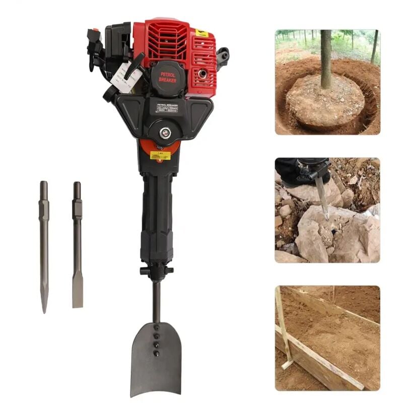 Senderpick - Excavateur à essence 52CC pelleteuse de jardin pelleteuse de rocher 2 temps marteau professionnel à essence marteau de déchiquetage