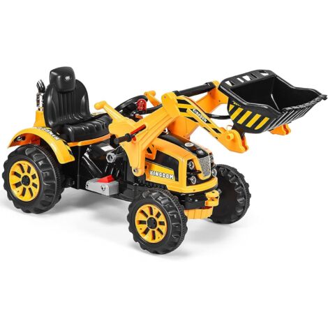 Excavatrice Electrique pour Enfants, Tractopelle à Batterie 12V , Jaune
