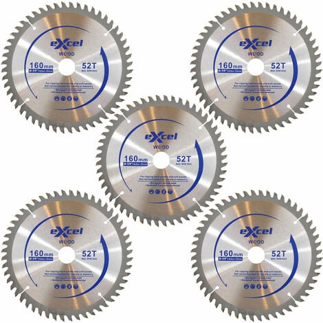 Excel 160mm Plunge Saw Blade 52T Pack of 5