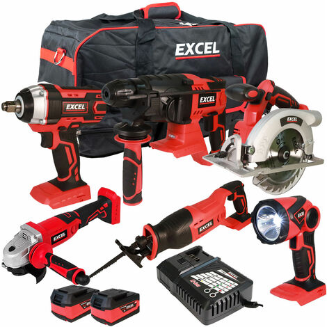 Excel 18V 6 Piece Power Tool Kit with 2 x 5.0Ah Batteries EXL10188:18V