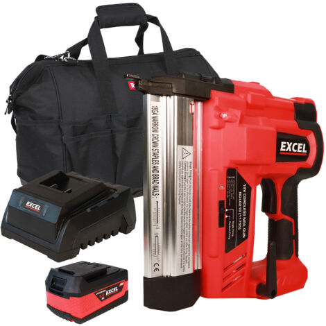 main image of "Excel 18V Cordless 2nd Fix Nailer with 1 x 5.0Ah Battery Charger & Excel Bag EXL10141:18V"