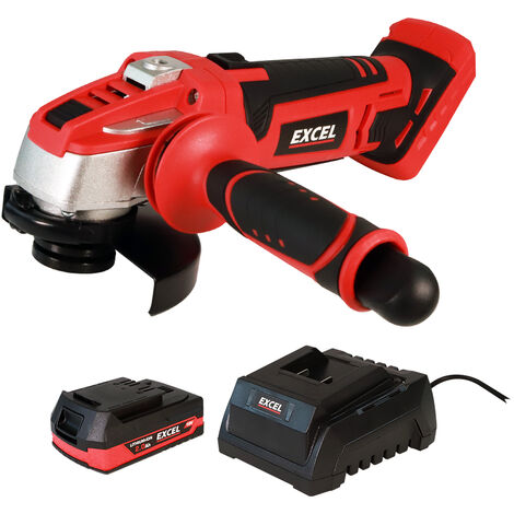 main image of "Excel 18V Cordless Angle Grinder 115mm with 1 x 2.0Ah Battery & Charger EXL277:18V"