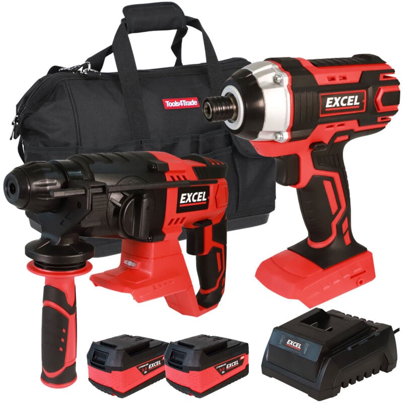 Excel - 18V Cordless Twin Pack with 2 x 5.0Ah Batteries & Charger in Bag EXL5092:18V