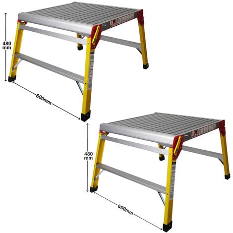 Excel 600 x 600mm Fibreglass Heavy Duty Platform Folding Hop Up Pack of 2