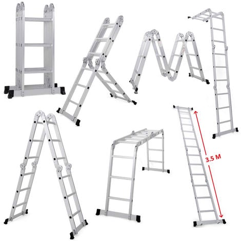 Excel Aluminium Combination Ladder 12 in 1 Multipurpose 12 Tread 3.5m Heavy Duty