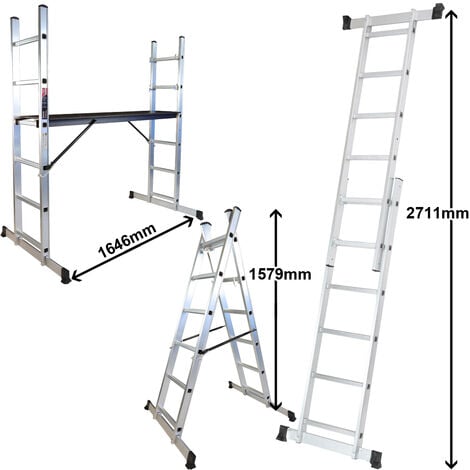 Tough Master ML-1032H 3.2M Multi-Purpose Aluminium Telescoping Extension Extend Portable Foldable Ladder EN131 and CE Standards