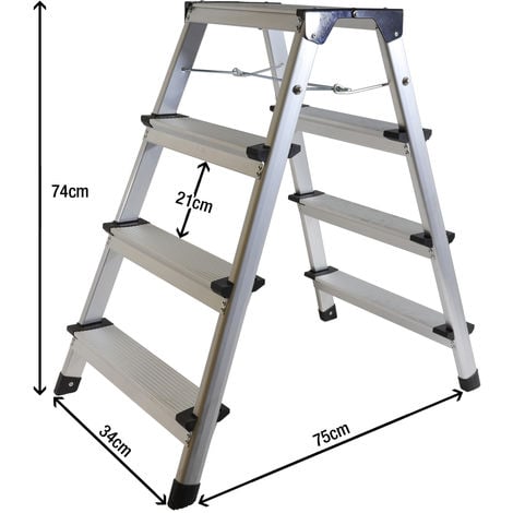 Excel Aluminium Stool Ladder 4 Tread Heavy Duty Folding Hop Up 340mm x 830mm