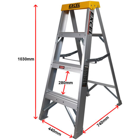 Excel Aluminium Step Ladder 4 Tread 1.03m Heavy Duty