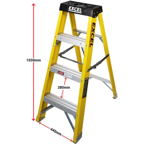 main image of "Excel Electricians Fibreglass Step Ladder 4 Tread 1.03m Heavy Duty"