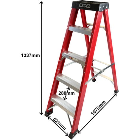 Excel Electricians Fibreglass Step Ladder 5 Tread 1.33m Heavy Duty