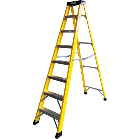 Excel Electricians Fibreglass Step Ladder 8 Tread 2.1m Heavy Duty