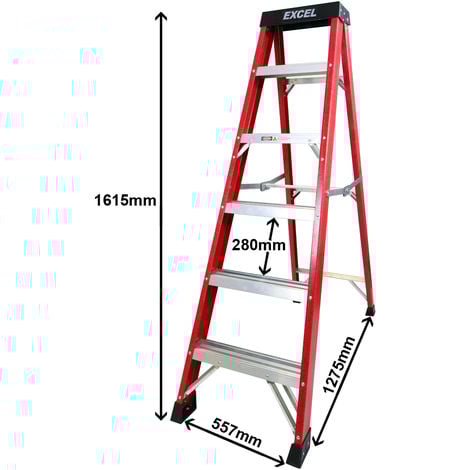 Excel Electricians Fibreglass Step Ladder 6 Tread 1.62m Heavy Duty