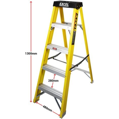 Excel Electricians Fibreglass Step Ladder 5 Tread 1.3m Heavy Duty