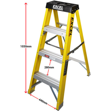 Excel Electricians Fibreglass Step Ladder 4 Tread 1.03m Heavy Duty
