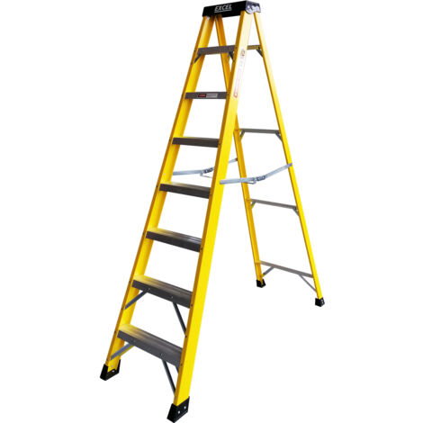 Excel Electricians Fibreglass Step Ladder 8 Tread 2.1m Heavy Duty