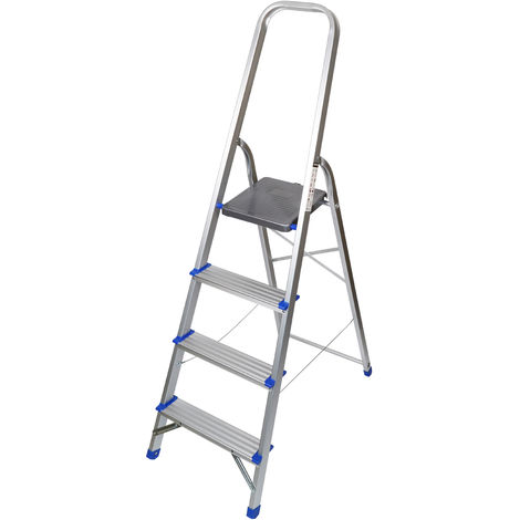 Excel Household 4 Step Foldable Aluminium Ladder Safety Non-Slip Lightweight 0.84m