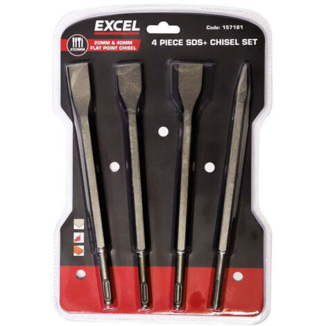Excel SDS Plus Hammer Drill Chisel Set 4 Piece