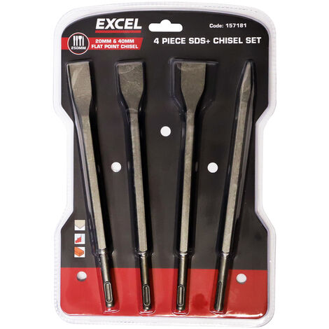 Excel SDS Plus Hammer Drill Chisel Set 4 Piece