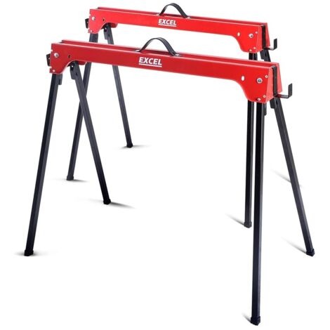Excel Twin Pack 5157 Compact Folding Steel Saw Horse Heavy Duty 500kg Saw Bench